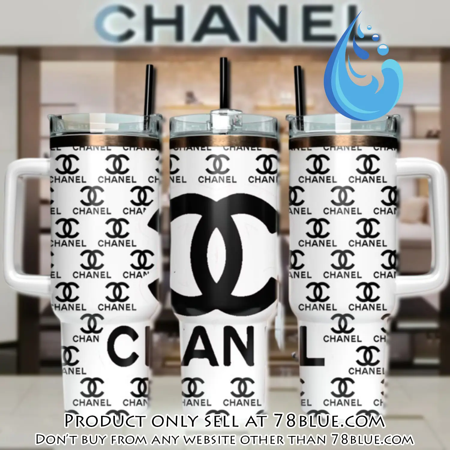 Black chanel logo 40oz stanley tumbler ktb1061 78b1806715